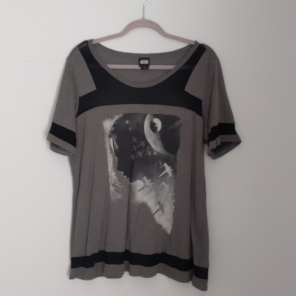 Torrid Star Wars Grey and Black Mesh Women's Short Sleeve Tee Size 0X